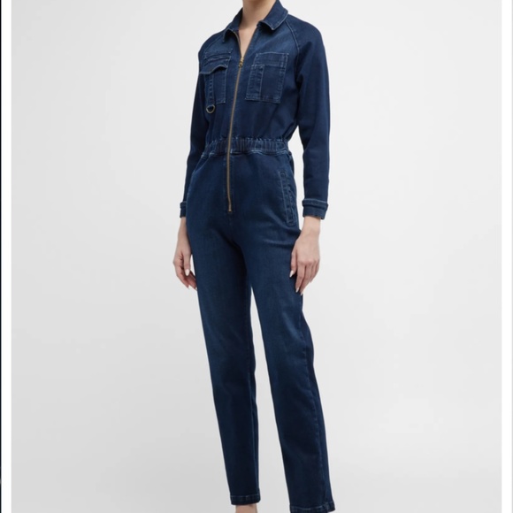 NWT $495 MOTHER The Racer Denim Jumpsuit in Catch Me If You Can - size XS! - Picture 4 of 9